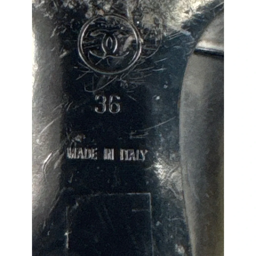 Chanel ‎ vintage Leather Pointed Toe Buckle Loafers Low Block Heel Italy 36 - Picture 6 of 10